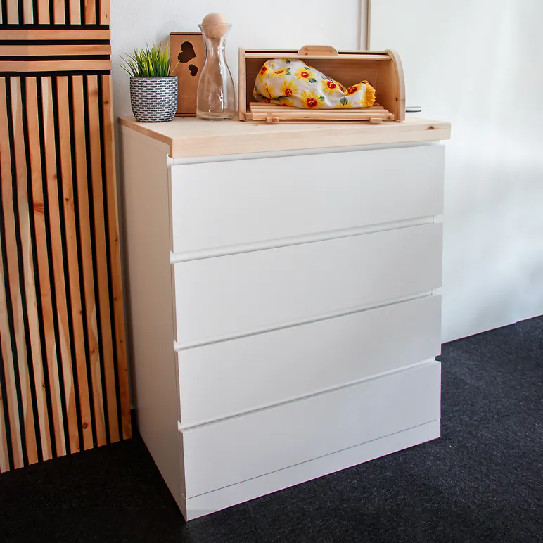 Deckplatte f&uuml;r Malm-Kommode, 802mm x 498mm x 19mm (Plattenma&szlig;) | Auflageplatte f&uuml;r IKEA-Regal