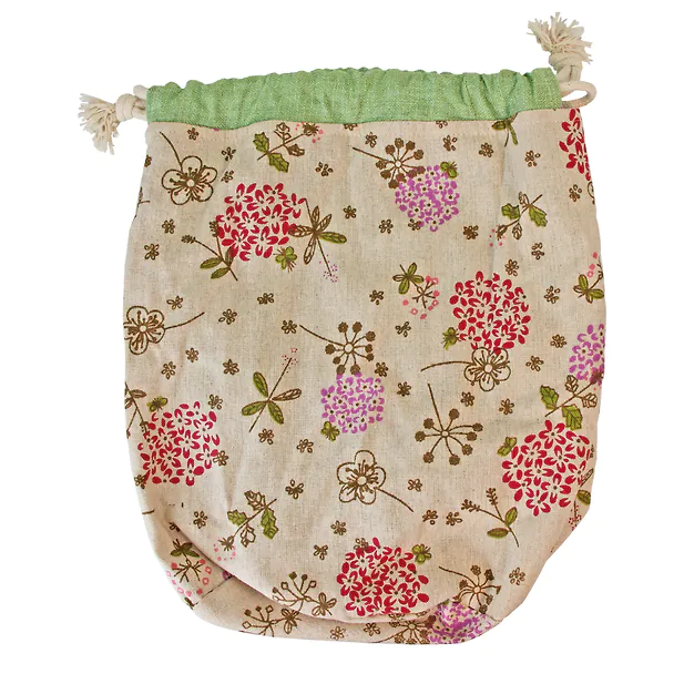 Zirbenbrotbeutel "Gr&uuml;n mit Bl&uuml;mchen" aus Leinen - ca. 32cm hoch, Durchmesser 19cm - perfekt zur Brotaufbewahrung von 2-6 Br&ouml;tchen