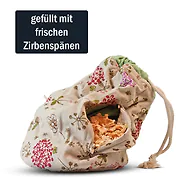Zirbenbrotbeutel "Gr&uuml;n mit Bl&uuml;mchen" aus Leinen - ca. 32cm hoch, Du...