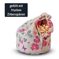Zirbenbrotbeutel "Schmetterling & Bl&uuml;mchen" aus Leinen - ca. 32...