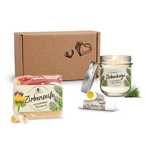 Zirben-Lieblingsbox #8: Zirbenseife, 2x Bussistift Lippenbalsam Zirbe + Zirbe...