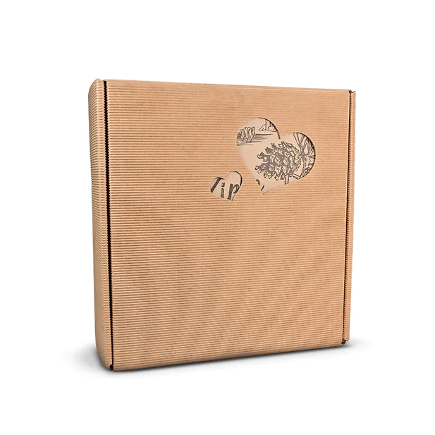 Erlebnisbox Karton mit Herz, Gr&ouml;&szlig;e: 280 x 275 x 125 mm