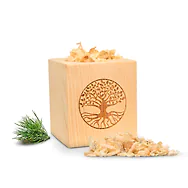 ZirbenW&uuml;rfel | Baum des Lebens | 7x7x8cm + 10g Zirbensp&auml;ne
