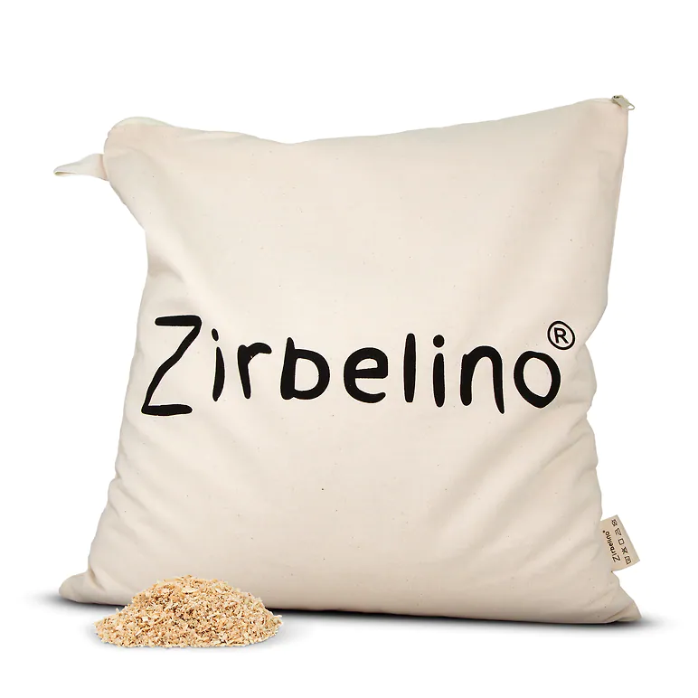 ZIRBELINO&reg; Zirbenkissen 40x40cm aus 100% Baumwolle | SPEZIAL-F&Uuml;LLUNG mit extrem harzreichen Zirbensp&auml;nen | Intensiv-Duft f&uuml;r Badezimmer, Kleiderschrank, Sauna 