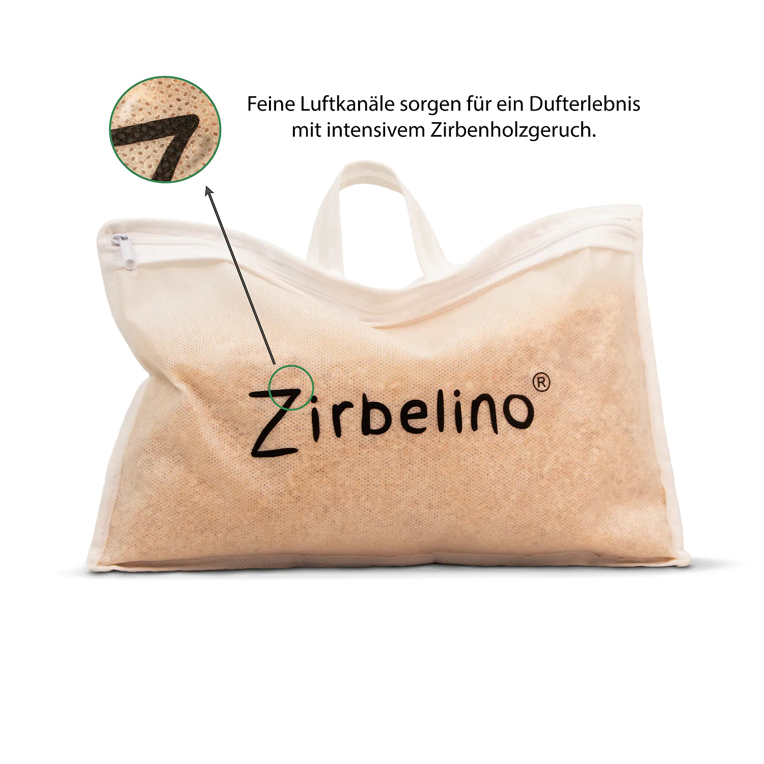 Saunakissen mit Henkel gefüllt mit Zirbenholzspänen