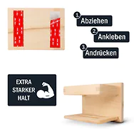 ZIRBELINO&reg; Duschablage aus Zirbenholz, ohne Bohren | mit 2 Ablaufrillen | sel...