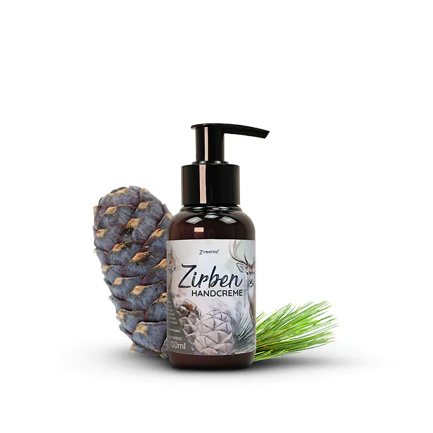 ZirbenHandcreme 100ml | zur t&auml;glichen Handpflege, mit praktischem Pumpspender | feuchtigkeitsspendend