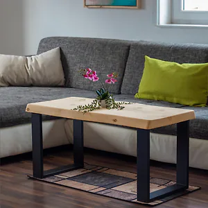Zirbelino&reg; Couchtisch aus Zirbe mit M&ouml;belkufen RECHTECK | 2-teilig (Tischplat...