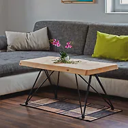 Zirbelino&reg; Couchtisch aus Zirbe mit X ADJUSTABLE | 2-teilig (Tischplatte + 2x...