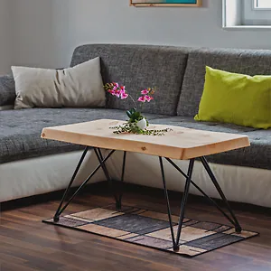 Zirbelino&reg; Couchtisch aus Zirbe mit X ADJUSTABLE | 2-teilig (Tischplatte + 2x...