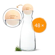 48 Stk. Wasserkaraffe Nimbus (1 Liter) + Zirbenkugel (7cm) mit individueller ...