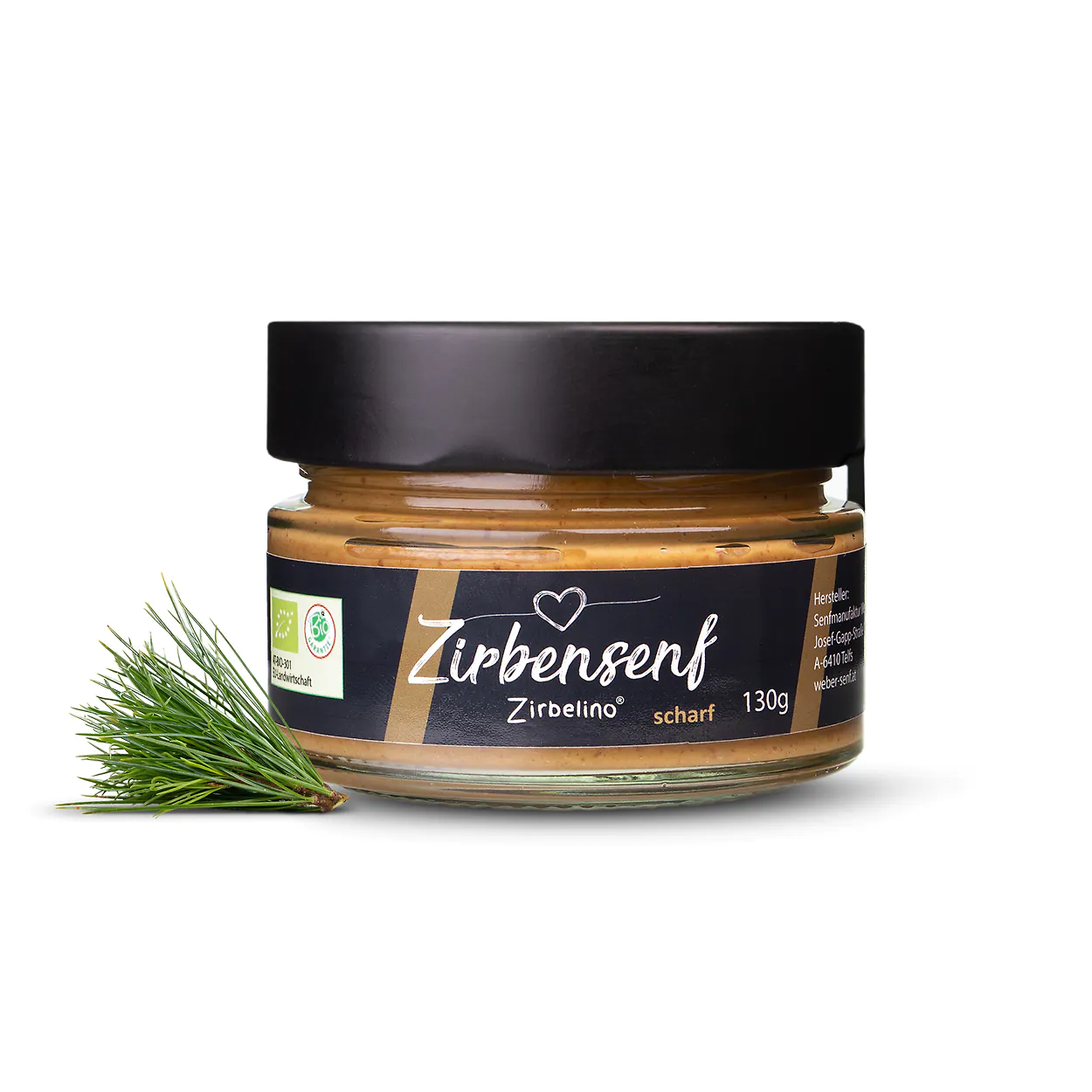Scharfer Zirbensenf im Glas