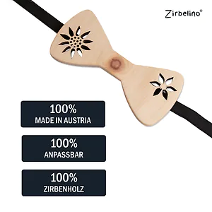 Zirbelino&reg; Zirbenholz-Fliege #101 | stylische Holzfliege aus Zirbe f&uuml;r Herren...