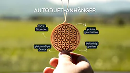 Zirbenholz Autoduft-Anh&auml;nger | 6cm | "Blume des Lebens" - zweiseiti...