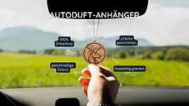 Zirbenholz Autoduft-Anh&auml;nger | 6cm | "Hirsch" - zweiseitig graviert