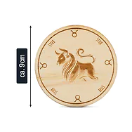 Zirbenholz Untersetzer | Sternzeichen STIER | 9cm ⌀ Holzuntersetzer f&uuml;r Gl&auml;se...