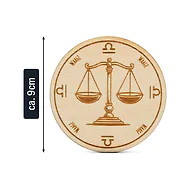Zirbenholz Untersetzer | Sternzeichen WAAGE | 9cm ⌀ Holzuntersetzer f&uuml;r Gl&auml;se...