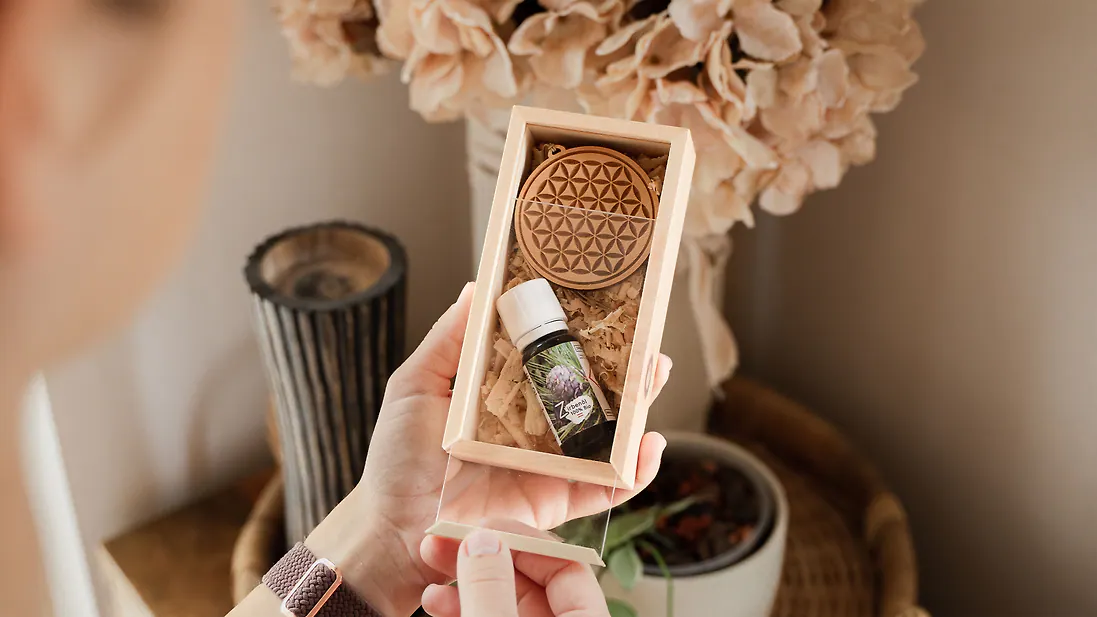 Zirben&ouml;l Geschenkbox #Blume des Lebens | Bio-Zirben&ouml;l 10ml + Blume des Lebens...