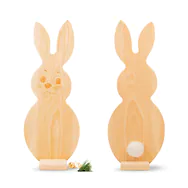 Zirbelino&reg; Deko Osterhase f&uuml;r Ostern | aus Zirbenholz | ca. 40x16cm mit Socke...