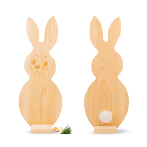 Zirbelino&reg; Deko Osterhase f&uuml;r Ostern | aus Zirbenholz | ca. 40x16cm mit Socke...