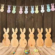 Zirbelino&reg; Deko Osterhase f&uuml;r Ostern | aus Zirbenholz | ca. 40x16cm mit Socke...