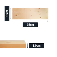 Zirbenholzbrett | 75cm | Massivholz Zirbe | 75 x 15 x 1,9cm (LxBxH) | bereits...