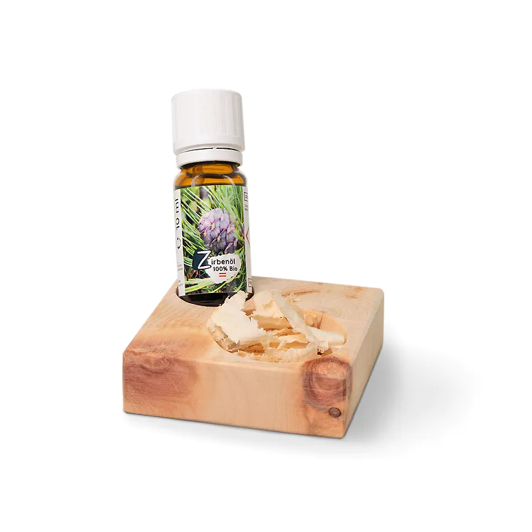 ZirbenInsel-Set mit Bio-Zirbenöl 10ml | Insel mit ca. 7x7x2cm und 2 Löchern für 1x Zirbenspäne und 1x Zirbenöl | liebes Geschenk mit Zirbe für Einsteiger