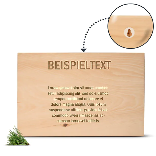 Zirbenschild 20x30cm - QUERFORMAT - Personalisierbar Grafik/Logo/Foto | mit A...