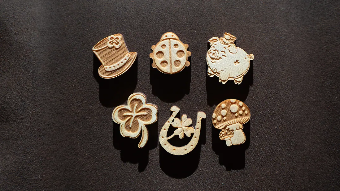6er Gl&uuml;cksbringer-Set "klein" | je ca. 2cm gro&szlig; | 1x Kleeblatt, 1x ...