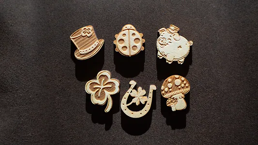 6er Gl&uuml;cksbringer-Set "klein" | je ca. 2cm gro&szlig; | 1x Kleeblatt, 1x ...
