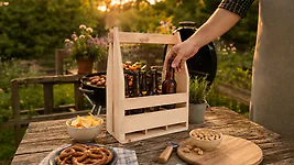 M&auml;nnerhandtasche Biertr&auml;ger aus Zirbenholz - M&auml;nnergeschenk zum Geburtstag, V...