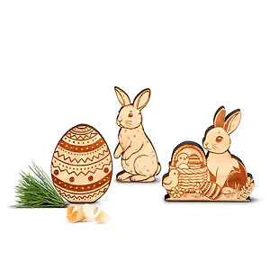 3er Osterdeko Set "stehend" f&uuml;r Ostern | Hasi, Osterei, Osterhase m...