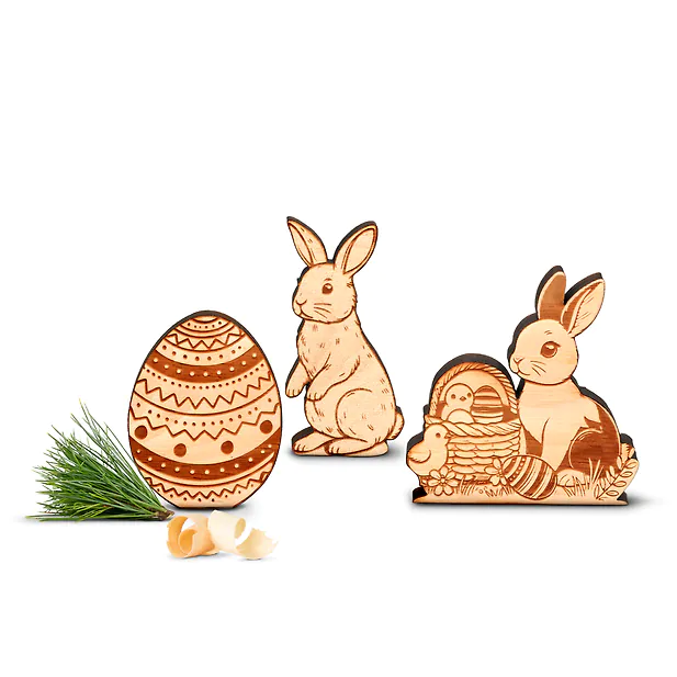 3er Osterdeko Set "stehend" f&uuml;r Ostern | Hasi, Osterei, Osterhase m...