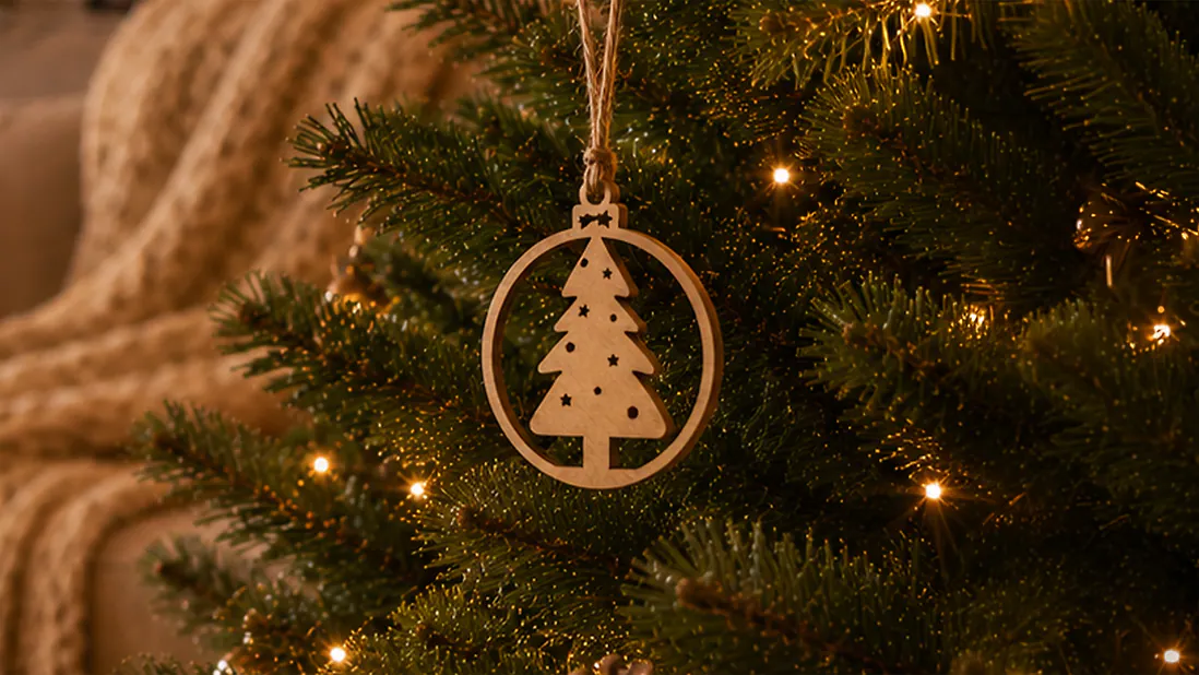 3 Stk. Christbaum Weihnachtsschmuck, Baumschmuck aus Zirbe für Weihnachten