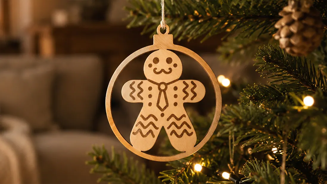 3 Stk. Lebkuchenmann Weihnachtsschmuck, Baumschmuck aus Zirbe f&uuml;r Weihnachten