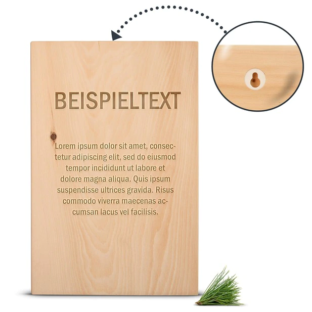 Zirbenschild 30x20cm - HOCHFORMAT - Personalisierbar Grafik/Logo/Foto | mit A...