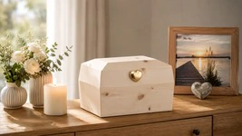 Zirbenurne - "Frieden mit goldenem Herz" - 27,5x19,5x18 (4L)