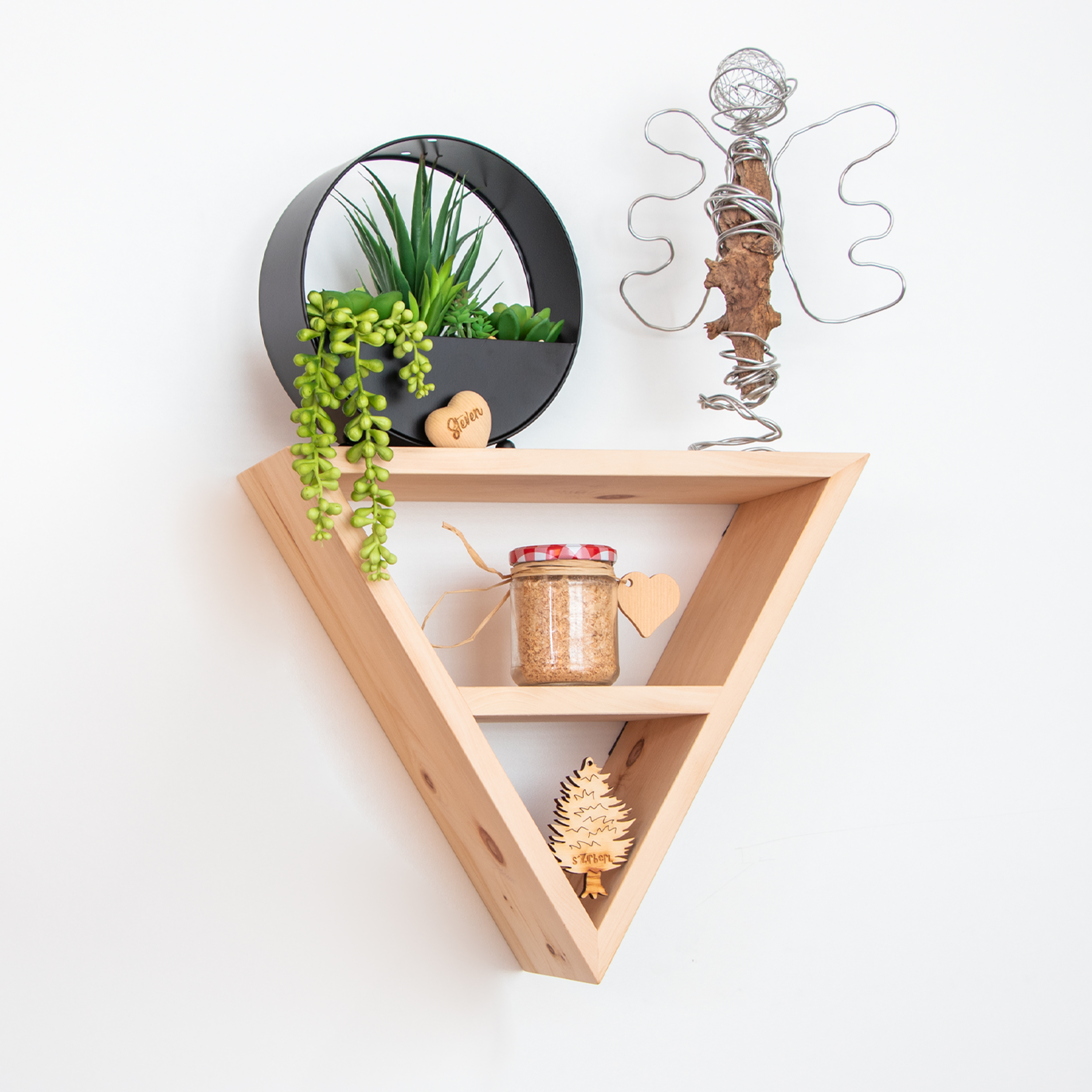 Zirbelino® Dreieck-Regal (ohne Fach) |Massivholz Zirbe, 100% naturbelassen, ca. 36,5cm