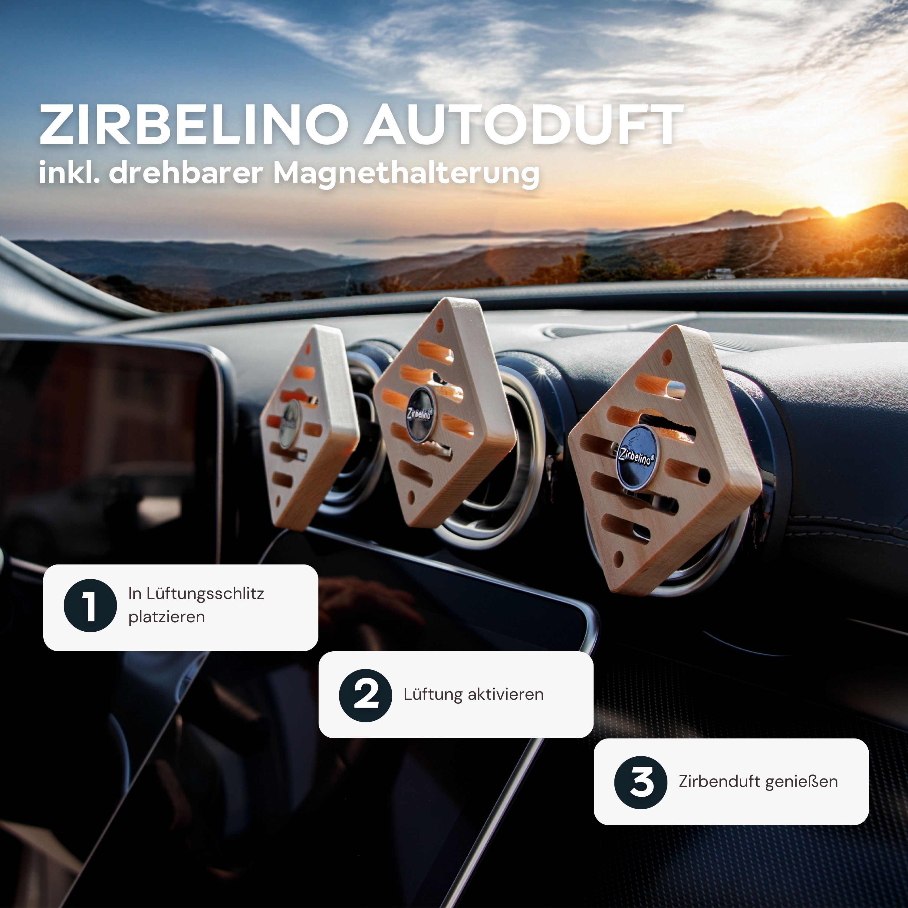 Zirbelino® Lufterfrischer | Der Autoduft vom echten Baum